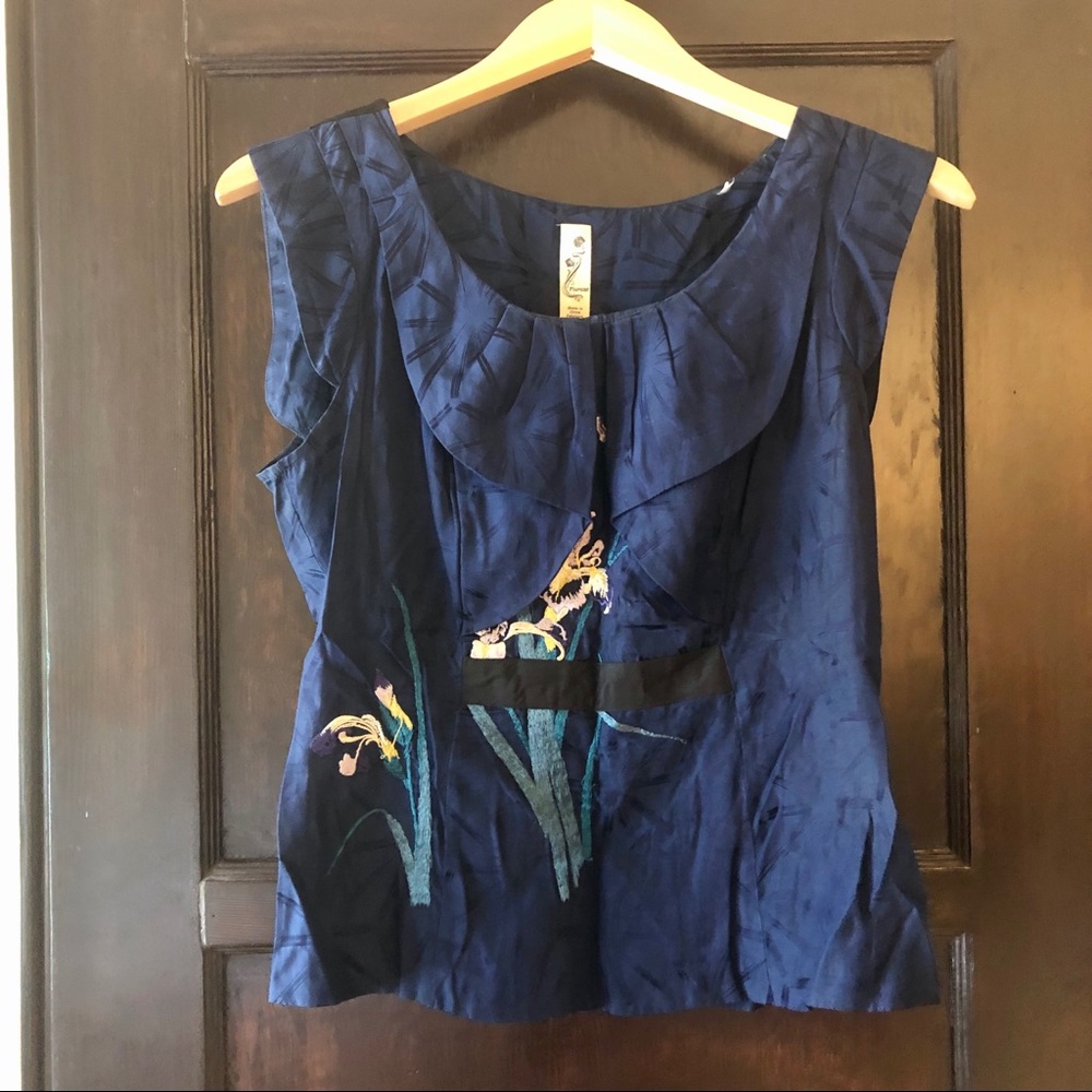 Embroidered silk top.